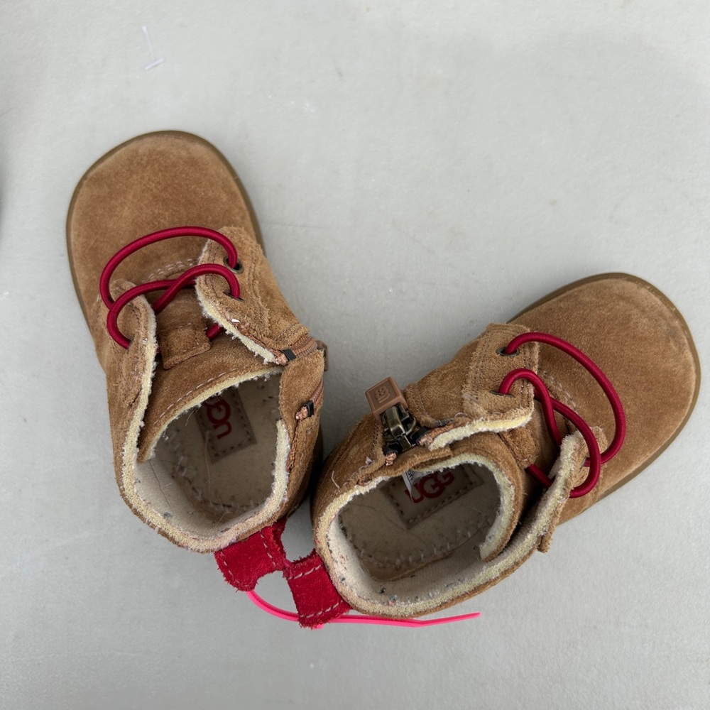 UGG Toddler Tan Boots with Red Laces